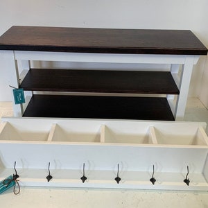 46 Inch Two Stained Shelf Bench and Matching Coat Rack Cubbies In Your Choice of Colors image 2