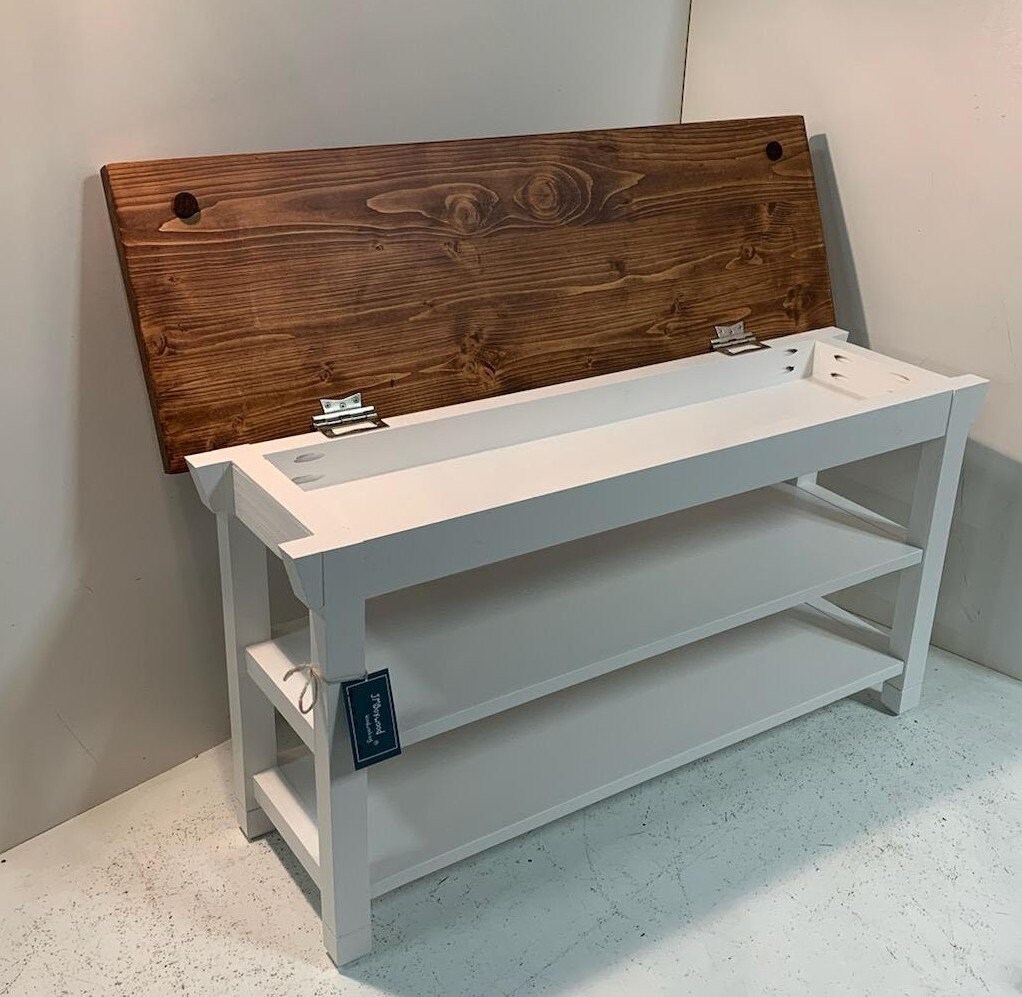 46 Inch Two Shelf Storage Bench in Your Choice of Color Etsy
