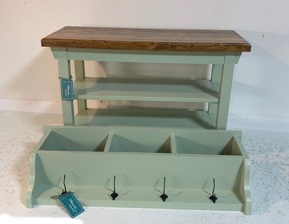 34 Inch Two Shelf Bench and Matching Coat Rack Cubbies in Your
