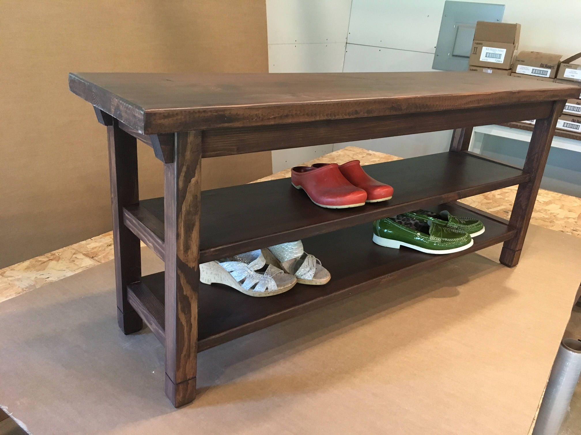 36 Inch Two Shelf Storage Bench In Your Choice Of Color Etsy