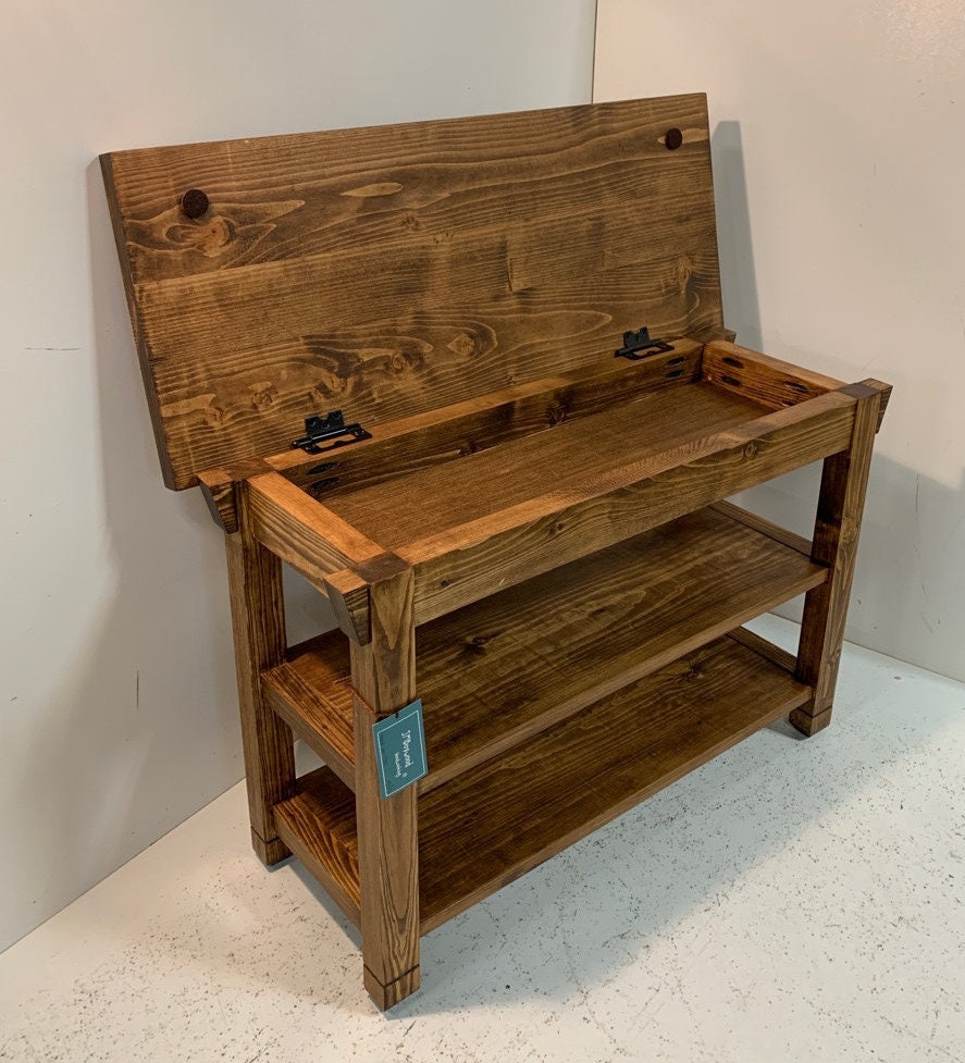 42 Inch Two Shelf Storage Bench in Your Choice of Colors Etsy