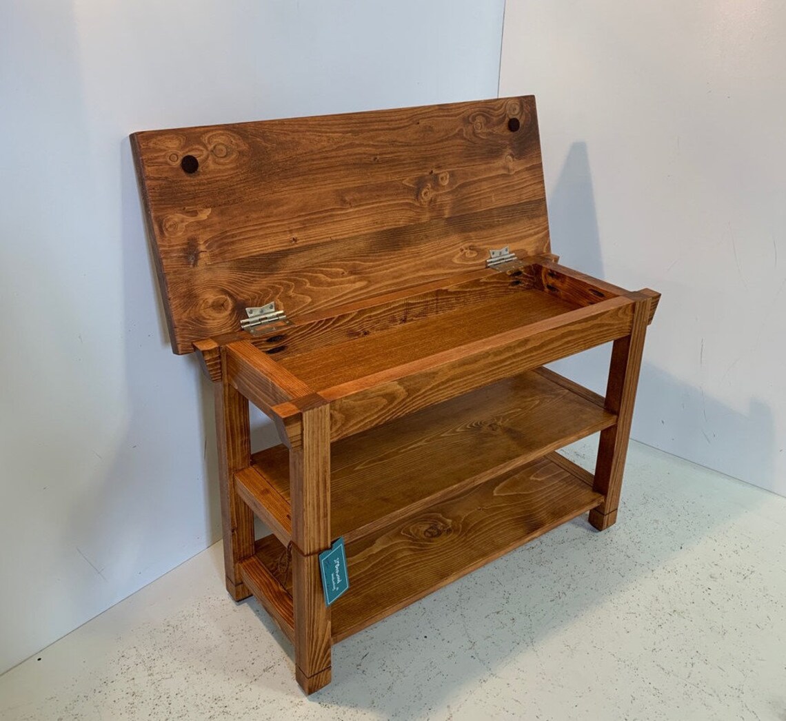 34 Inch Two Shelf Storage Bench in Your Choice of Color Etsy