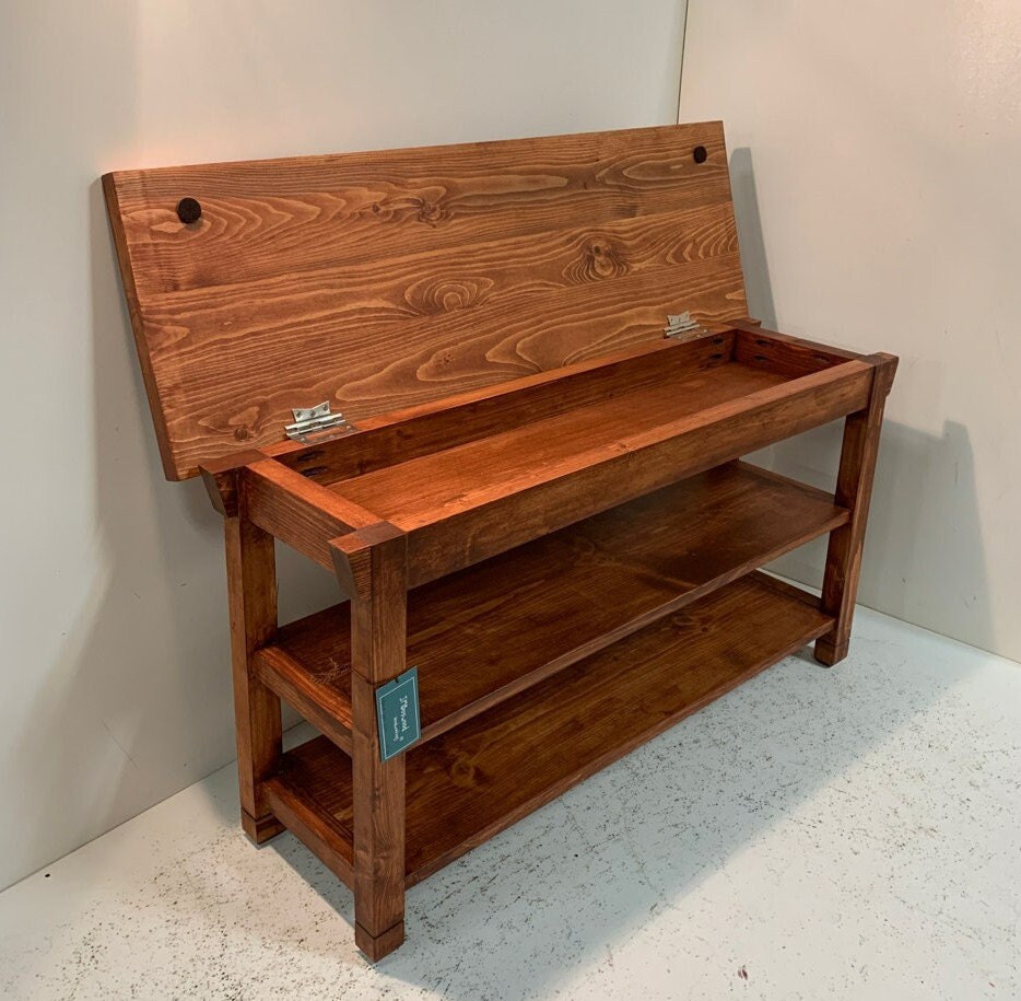 42 Inch Two Shelf Storage Bench in Your Choice of Colors Etsy