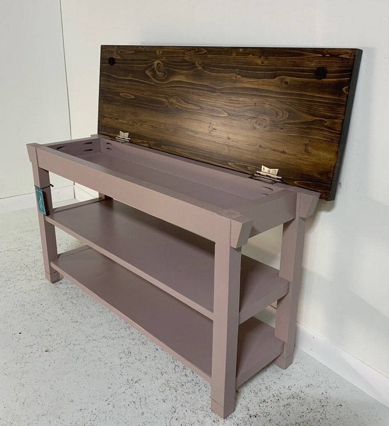 38 Inch Two Shelf Storage Bench in Your Choice of Color Etsy