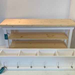 40 Inch Two Stained Shelf Bench and Matching Coat Rack Cubbies In Your Choice of Colors