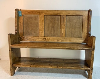 38 Inch Pew Bench With Lower Shelf in Your Choice of Color