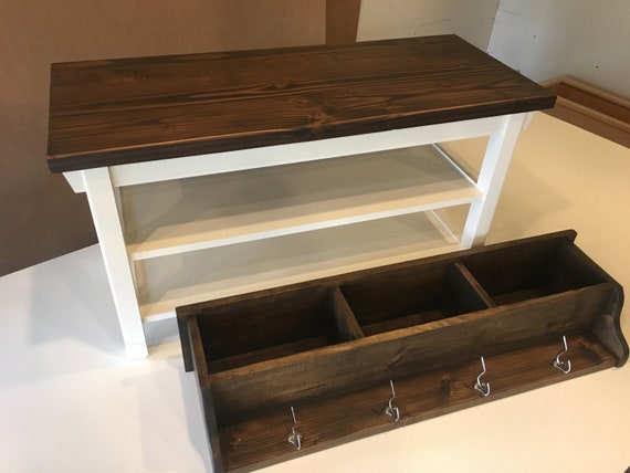 32 Hallway//Mud Room//Foyer Bench With Second Shoe Shelf and Matching Coat Rack//Cubbie