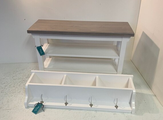 28 Inch Two Shelf Bench and Matching Coat Rack Cubbies in Your