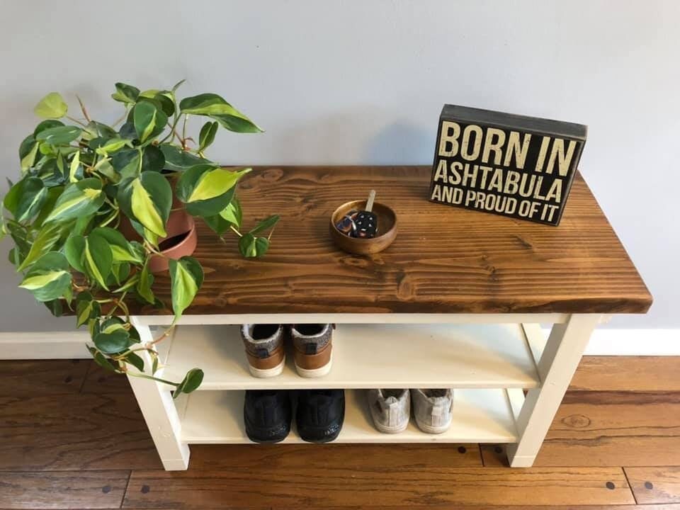 42 Inch Two Shelf Storage Bench in Your Choice of Colors Etsy