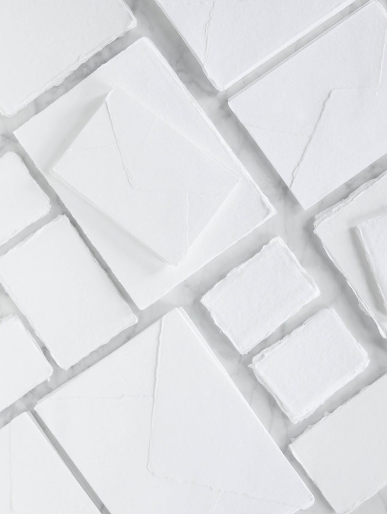 Snow Envelopes 10 pack Ungummed Handmade Cotton Paper Deckle Edge Rag Invitation 150gsm