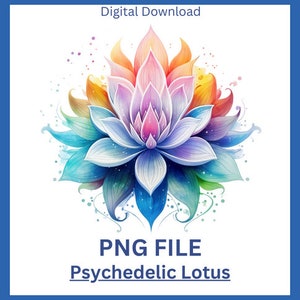 Loto psichedelico, fiore psichedelico PNG, fiore png, arredamento png psichedelico, arte psichedelica, loto png, arte murale png, sublimazione PNG