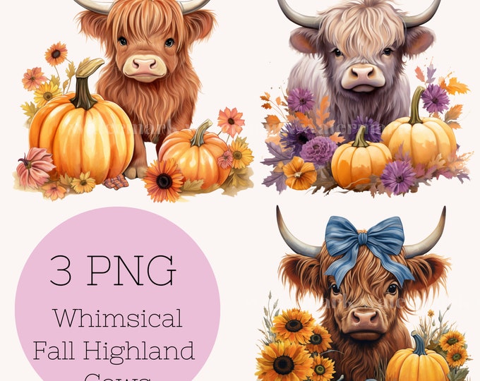 PNG Sublimation Design Highland Cow Fall Pumpkin Designs Cute Autumn ...