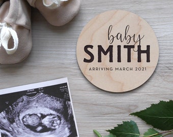 Custom Pregnancy Announcement Sign | Engraved Wood, Pregnancy Reveal Sign, Baby Announcement Sign, Maternity Photoshoot, New Baby Sign