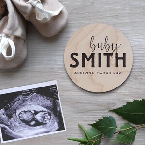 Custom Engraved Wood Pregnancy Announcement Sign