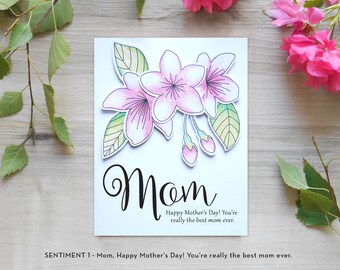 Mom Card | Mother's Day Card, Mom Card, Colored Pencil Floral Card, I Love You Mom, Everyday Card, Thinking Of You Card, Customize Sentiment