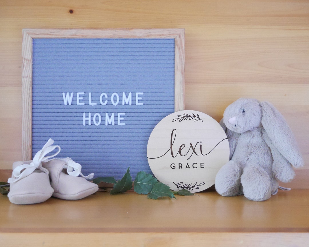 Custom Baby Name Sign | Engraved Wood, Birth Announcement Sign, Newborn ...