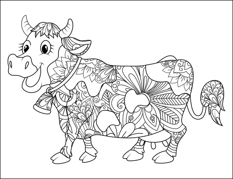 Mandala Farm Animals Printable Coloring Pages Instant Download Farm 8