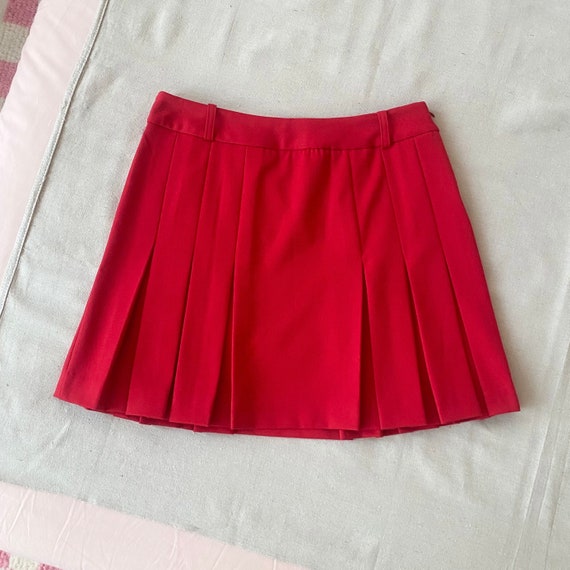 Vintage Y2K Red Pleated Mini Skirt Sz 8 M
