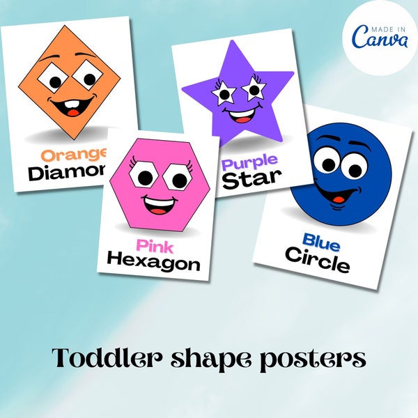 Toddler shape posters for playroom,Homeschool room use, Kindergarten shapes,Shapes and colors,Preschool teaching toddlers