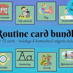 Routine cards, Rhythm cards, boy themed routine cards, toddler routine cards, homeschool rhythm cards