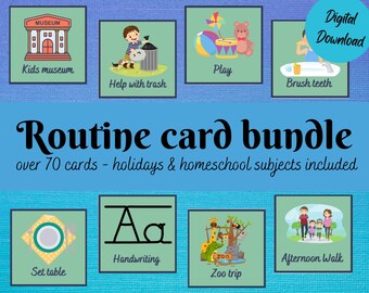Routine cards, Rhythm cards, boy themed routine cards, toddler routine cards, homeschool rhythm cards