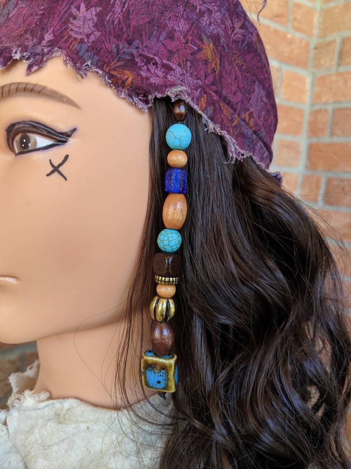 Pirate Hair Jewelry Unisex Costume Upcycled beads Boho Etsy