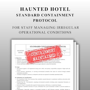 Standard Containment Procedures - Internal Protocol | Haunted Hotel