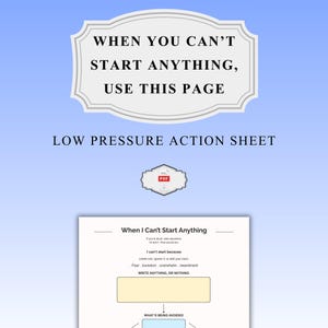 ADHS Dysfunktion Aktion Arbeitsblatt - Sanfter Start, Ausbrenner Hilfe (Digitaler Download) - Unterdruck hilfreich PDF
