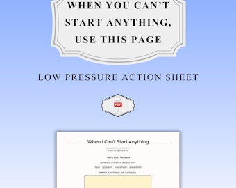 ADHD Dysfunction Action Worksheet – Gentle Start, Burnout Aid (Digital Download)  - Low Pressure helpful PDF