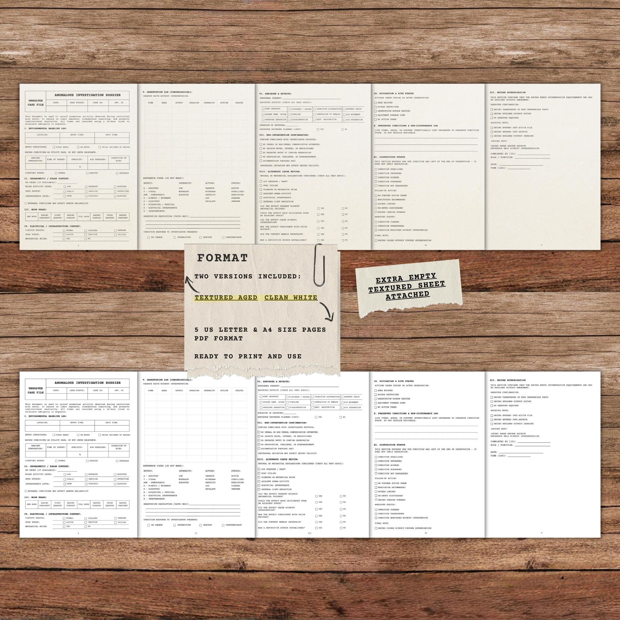 SCP Style Investigation Case File | Analog Horror Printable PDF ...