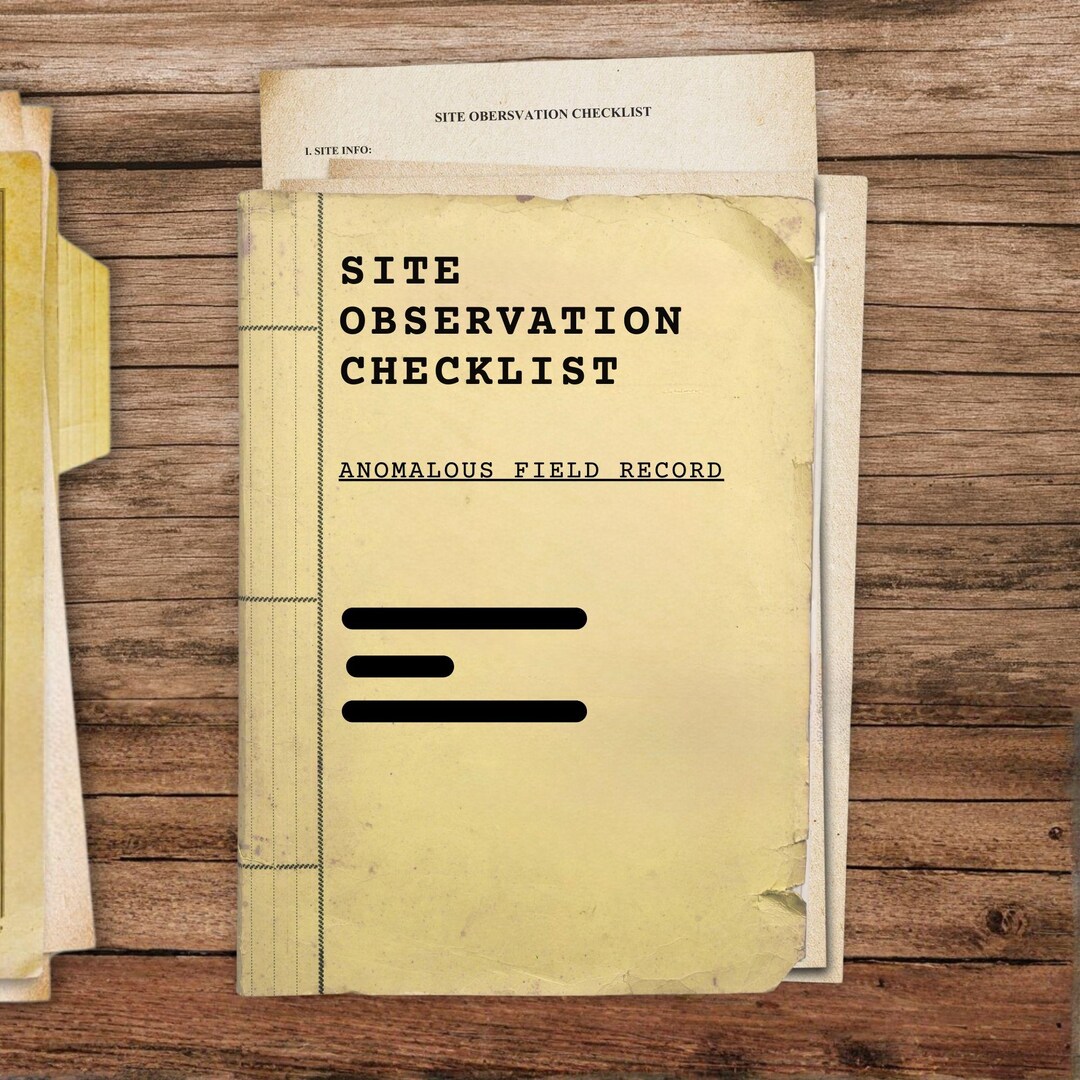 Site Observation Process Printable Site Observation Checklist | Anomalous Field Record ...