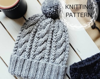 KNITTING PATTERN / HaRu Beanie / Beanie Knitting Pattern / Pompom Hat Knitting Pattern / Knit Pattern / Knit Hat