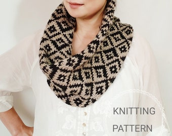 KNITTING PATTERN / Intaglio Mosaic Cowl Pattern / PDF Pattern/ Knitted Cowl Pattern / Cowl Knitting Pattern / Knit Pattern / Scarf Pattern