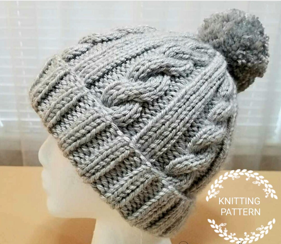 KNITTING PATTERN / Winter Snow Cable Hat Pattern / Knit Hat Pattern ...