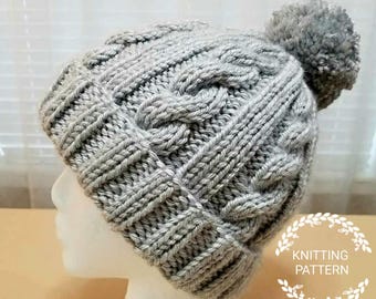 KNITTING PATTERN / Winter Snow Cable Hat Pattern / Knit Hat Pattern/ Knitted Hat Pattern / Hat Pattern / Knit Pattern