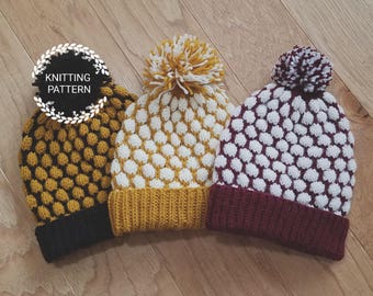 KNITTING PATTERN / Two Color Bubble Hat Pattern / Knit Hat Pattern/ Knitted Hat Pattern / Hat Pattern / Knit Pattern