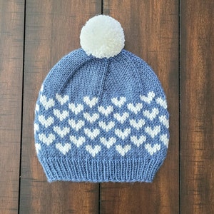 KNITTING PATTERN / Mini Hearts Beanie / Beanie Knitting Pattern / Pompom Hat Knitting Pattern / Knit Pattern / Knit Hat image 3