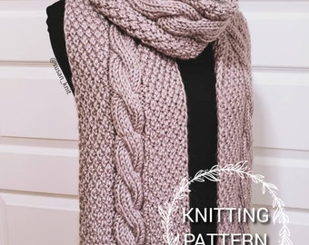 KNITTING PATTERN / Ariella Scarf Pattern / PDF Pattern / Scarf Pattern / Knit Pattern / Knitting Pattern / Braided Cable Scarf Pattern