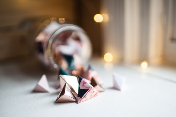 Origami Papier Dreiecke Bipyramids In Einem Glas Mason Jar Blumen Rose Weiß Rosa Origami Deltahedron Dekor Hochzeit Geschenk
