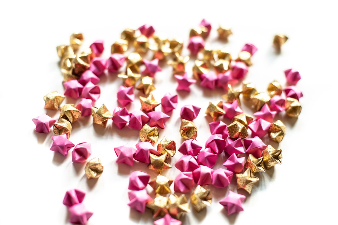 100 Origami Paper Stars Hand Cut and Hand Folded in a Pink Etsy