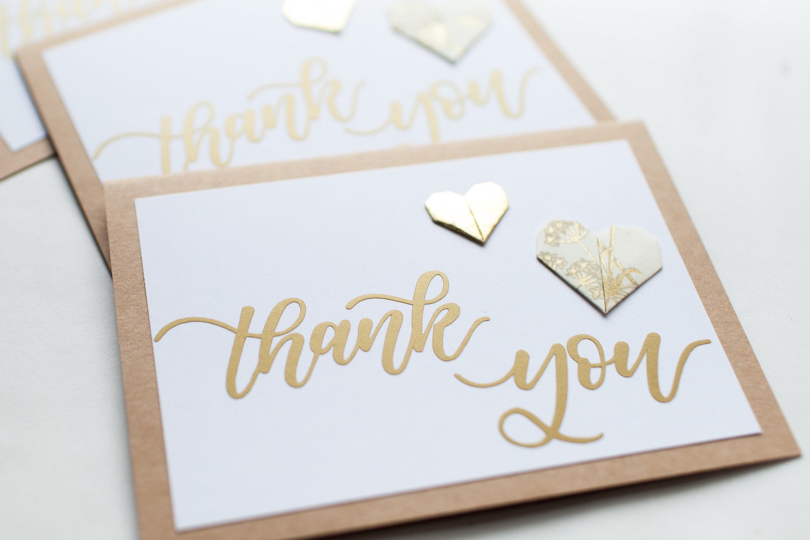 Single Blank Origami Thank You Heart Notecard in White and - Etsy