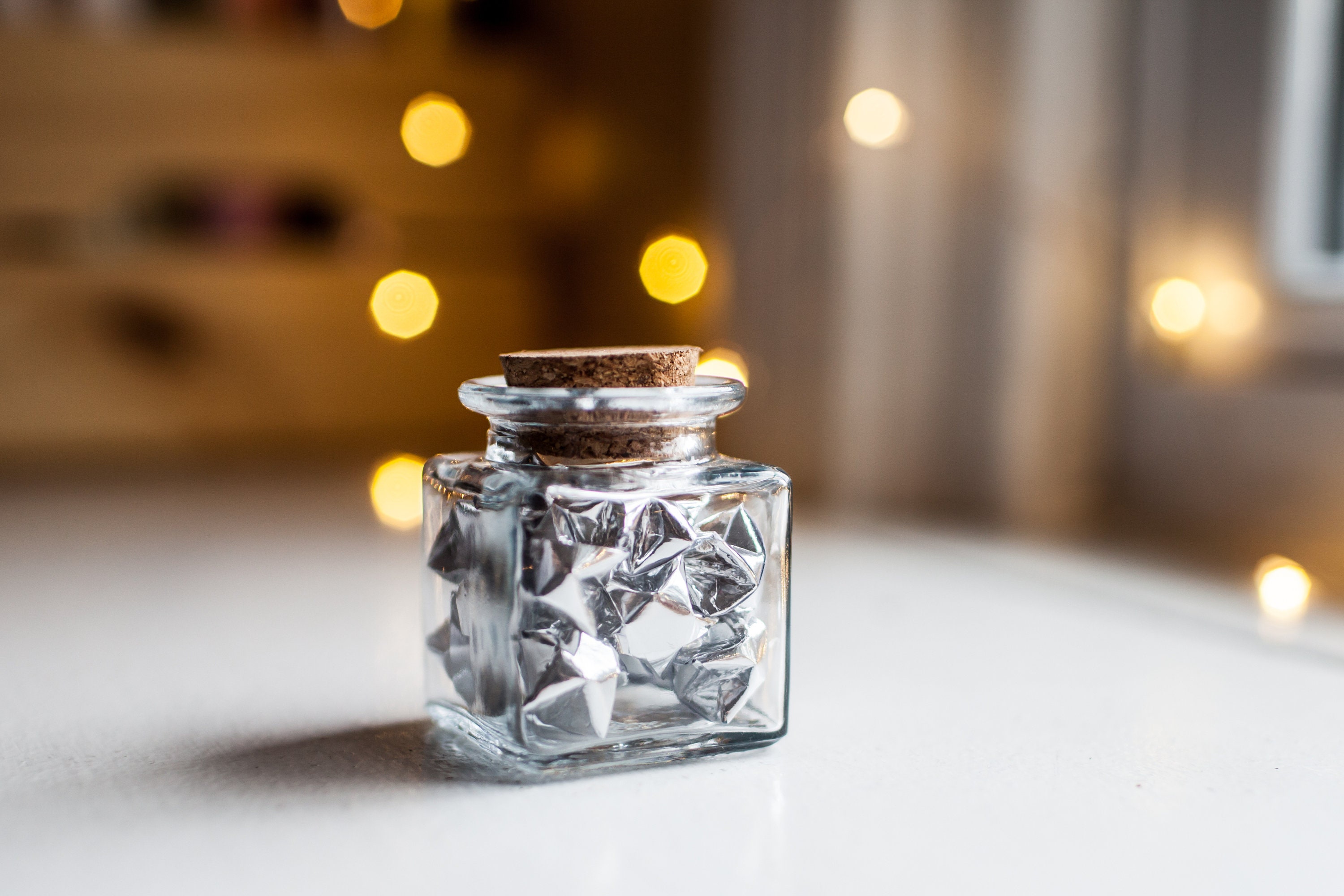 Origami Paper Stars in A Jar - Mini Shiny Metallic Silver Stars Feuille d'argent, Mariage, Décoratio