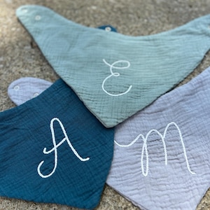 Personalized Hand-Embroidered First Initial Baby Bib