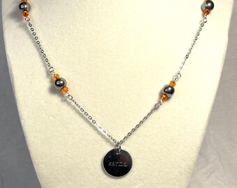 Orange Karma (theory) Silver Necklace 19in