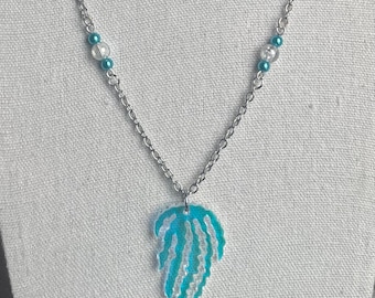 Iridescent Coral Reef Mermaid Themed Necklace in Silver 19inches