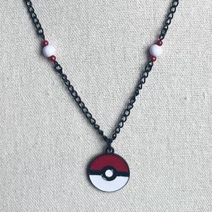 Poke Ball Necklace in Black 18inches