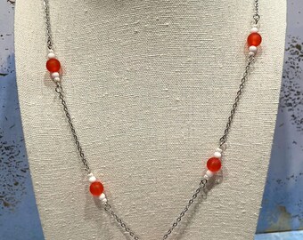 Red and White Spotted Mushroom Necklace in Silver 21 inches…forest fairy magical cosplay ren faire summer fun cottage core costume floral