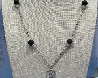 The Moon (la luna) Tarot Card Necklace in Silver 19inches…black white night sky space witch witchy oracle magic cute fun spooky spiritual