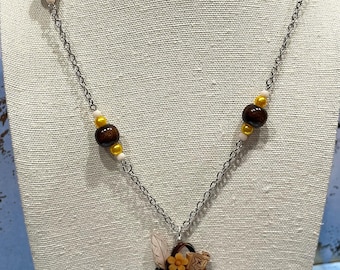 Trevelers Backpack Advebture Necklace in Silver 19inches…feather yellow flower map messenger bag purse world pirate treasure wood beads fun