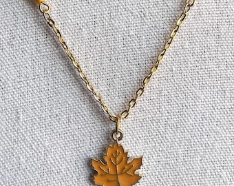 Maple Leaf Necklace in Gold 20.5 inches